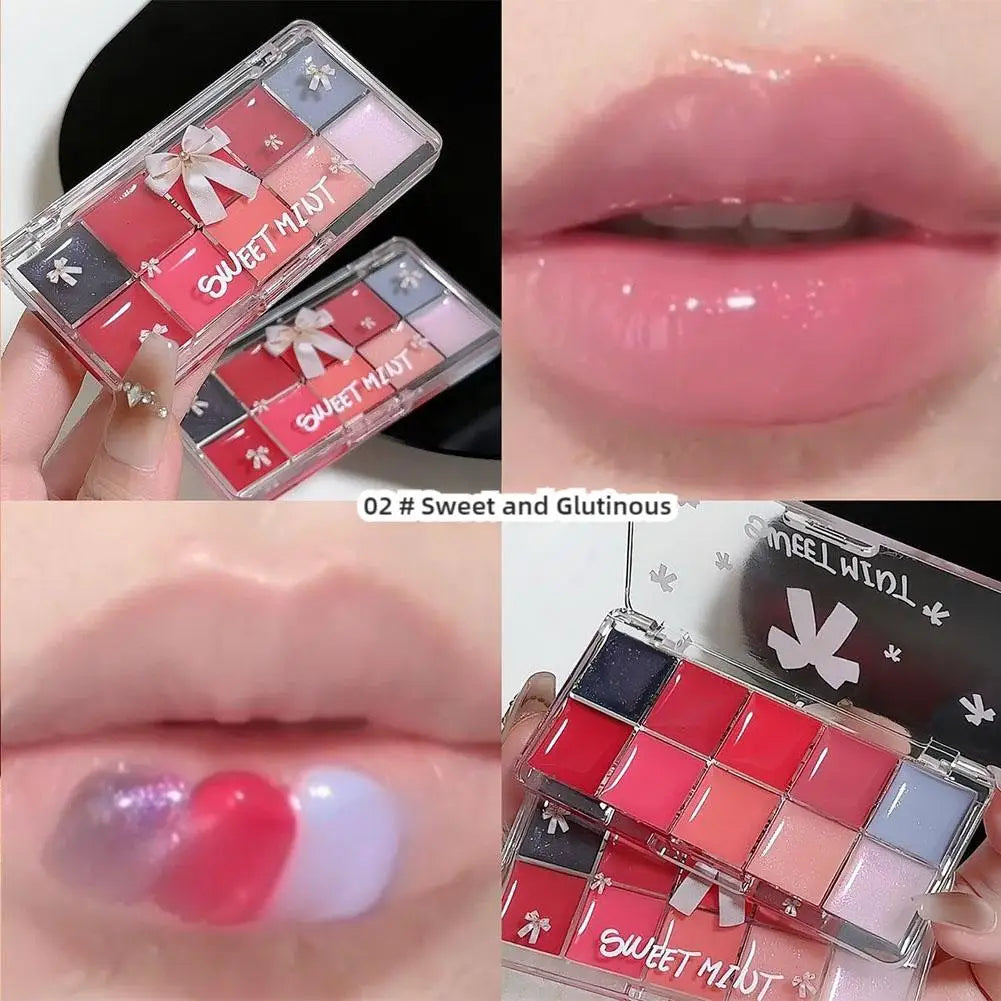 10 Colors Jelly Lip Gloss Palette Cute DIY Moisturizing Lipstick Palette Long Lasting Jelly Crystal Lip Tint Girls Nude Cosmetic