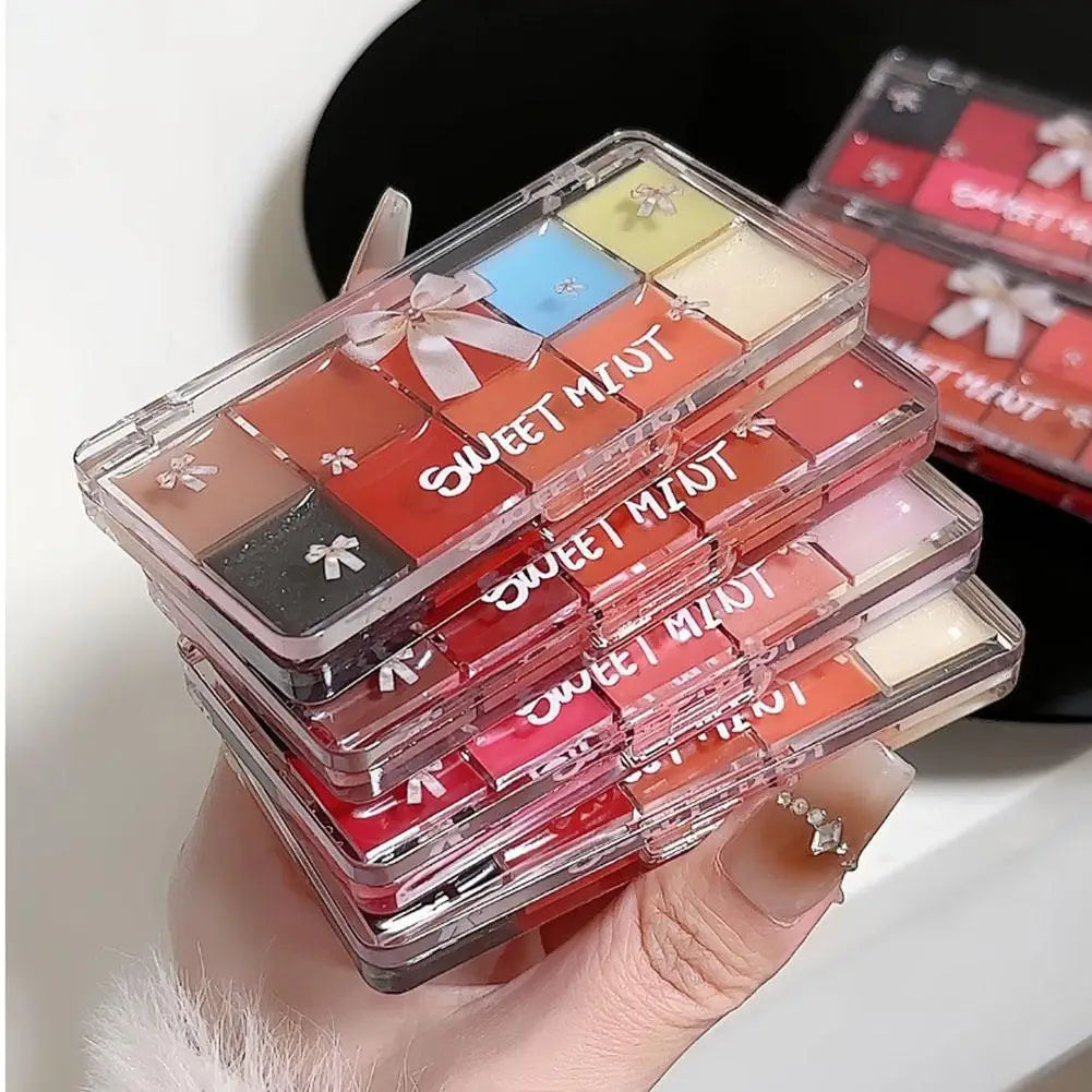 10 Colors Jelly Lip Gloss Palette Cute DIY Moisturizing Lipstick Palette Long Lasting Jelly Crystal Lip Tint Girls Nude Cosmetic
